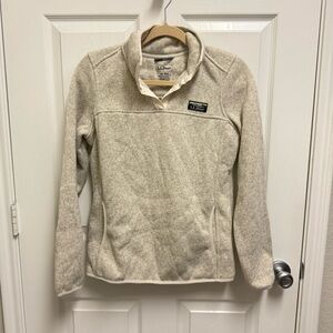 LL Bean Cream Snap Neck Pullover